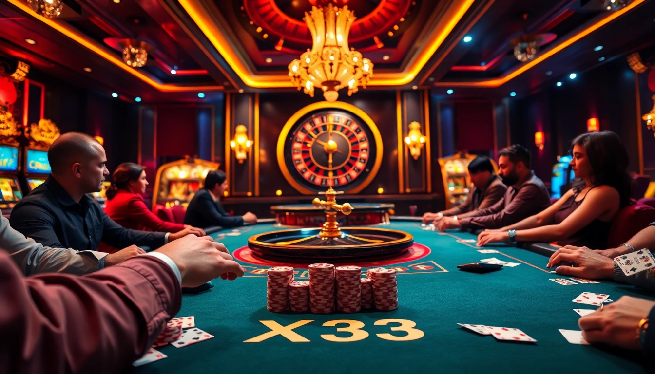 X333 table game featuring a thrilling high-stakes poker setting in a luxurious casino atmosphere.